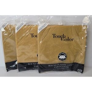 Touch‎ of Color Glittery Gold Tablecloths Set 3 Octy-Round 82" Plastic Lined New